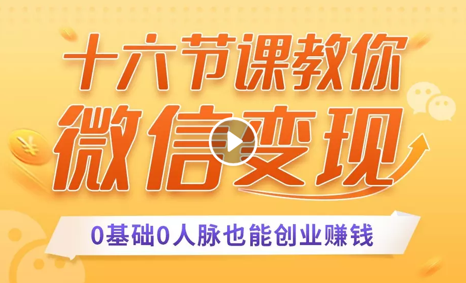 十六节课教你零基础微信变现，用单品打爆市场，每月收入超过10万+-猫哥网资源库