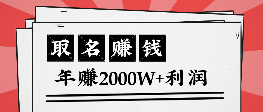王通：不要小瞧任何一个小领域，取名技能也能快速赚钱，年赚2000W+利润-猫哥网资源库