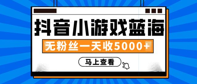 赚钱计划：抖音小游戏蓝海项目，无粉丝一天收入5000+-猫哥网资源库