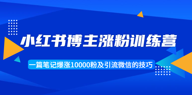 小红书博主涨粉训练营：一篇笔记爆涨10000粉及引流微信的技巧-猫哥网资源库