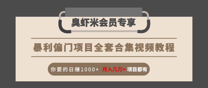 暴利偏门项目全套合集视频教程：你要的日赚1000+月入几万+项目都有-猫哥网资源库