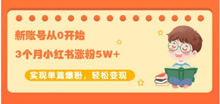 生财小红书涨粉变现：新账号从0开始3个月小红书涨粉5W+实现单篇爆粉-猫哥网资源库