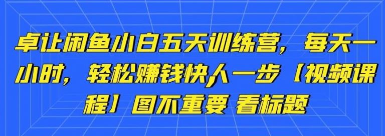 卓让闲鱼小白五天训练营，每天一小时，轻松赚钱快人一步-猫哥网资源库