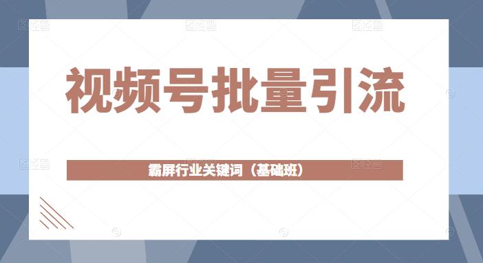 视频号批量引流，霸屏行业关键词（基础班）全面系统讲解视频号玩法-猫哥网资源库