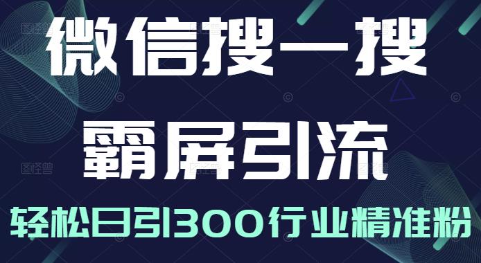 微信搜一搜霸屏引流课，打造被动精准引流系统，轻松日引300行业精准粉-猫哥网资源库