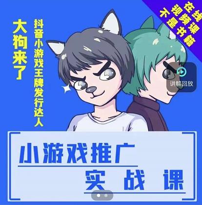 大狗来了：小游戏推广实战课，带你搭建一个游戏推广变现账号-猫哥网资源库