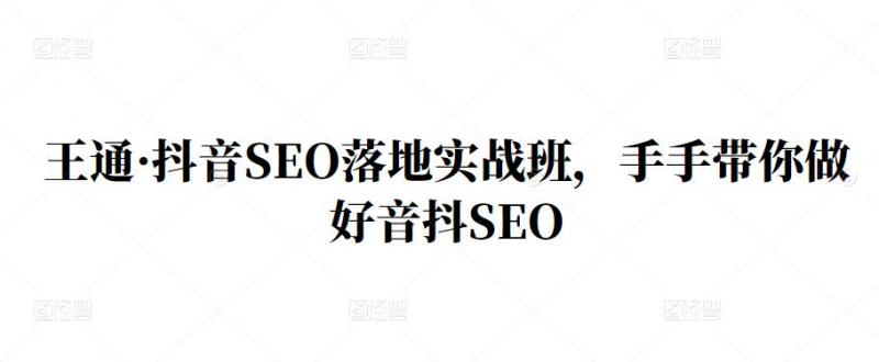 王通·抖音SEO落地实战班，手‬手带你做好音抖‬‬SEO-猫哥网资源库