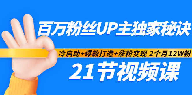 百万粉丝UP主独家秘诀：冷启动+爆款打造+涨粉变现2个月12W粉（21节视频课)-猫哥网资源库