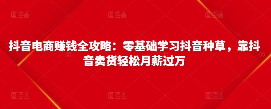 抖音电商赚钱全攻略：零基础学习抖音种草，靠抖音卖货轻松月薪过万-猫哥网资源库