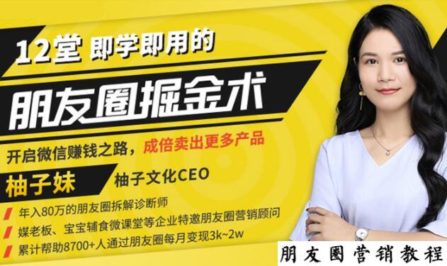 【营销必学】12堂学之即用的朋友圈掘金术：开启你的副业赚钱之路-猫哥网资源库
