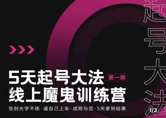 大播·五天起号魔鬼训练营，告别光学不练，逼自己上车，成败与否，5天拿到结果-猫哥网资源库