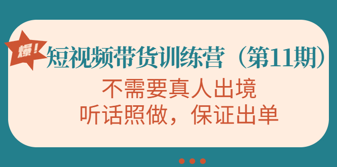 视频带货训练营，不需要真人出境，听话照做，保证出单（第11期）-猫哥网资源库