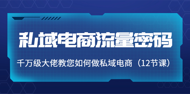 私域电商流量密码：千万级大佬教您如何做私域电商（12节课）-猫哥网资源库