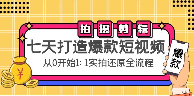 七天打造爆款短视频：拍摄+剪辑实操，从0开始1:1实拍还原实操全流程-猫哥网资源库