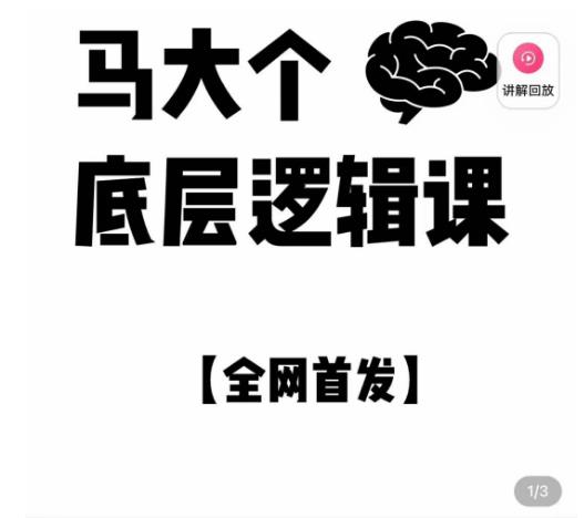 马大个·底层逻辑课，51节底层逻辑智慧课-价值1980元-猫哥网资源库