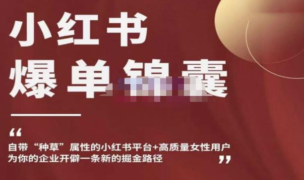 小红书爆单锦囊，自带种草属性+高质量女性用户，为你的企业开辟一条新的掘金路径-猫哥网资源库