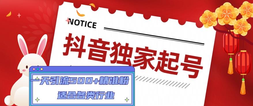 抖音独家起号，一天引流500+精准粉，适合各类行业（9节视频课）-猫哥网资源库