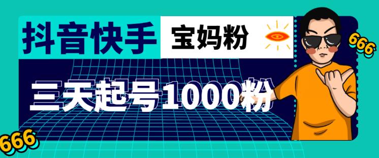 抖音快手三天起号涨粉1000宝妈粉丝的核心方法【详细玩法教程】-猫哥网资源库