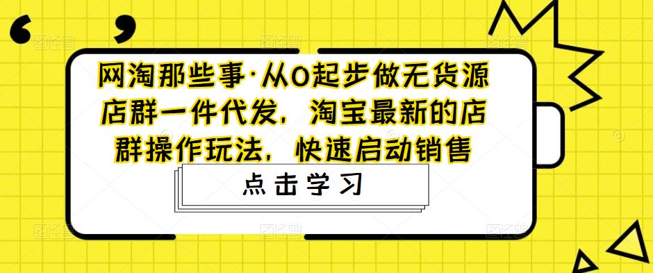 网淘那些事·从0起步做无货源店群一件代发，淘宝最新的店群操作玩法，快速启动销售-猫哥网资源库