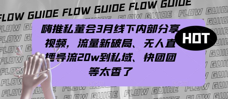 嗨推私董会3月线下内部分享视频，流量新破局、无人直播导流20w到私域、快团团等太香了-猫哥网资源库