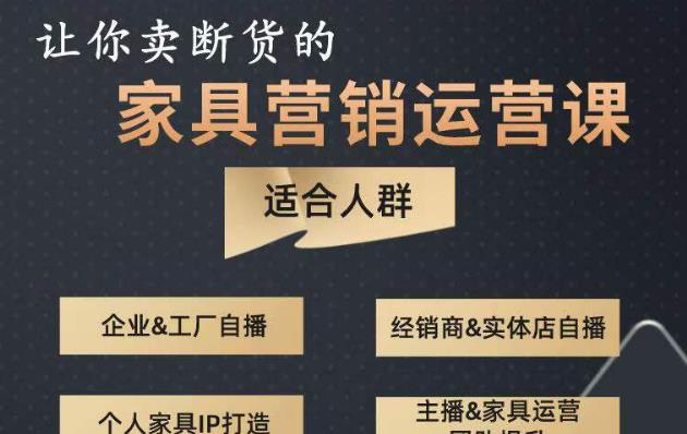 让你卖断货的家具营销运营课，打造高销量家具账号（短视频+直播+人物IP）-猫哥网资源库
