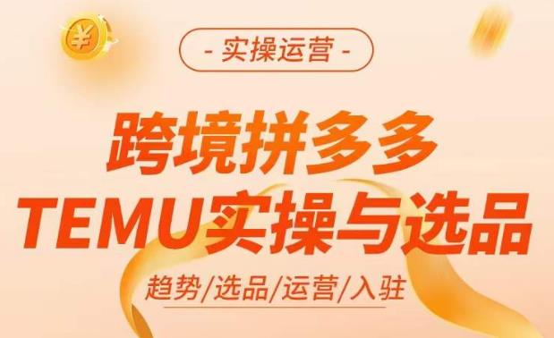 跨境拼多多TEMU实操与选品，​掌握平台运营方法技巧，选品避坑12条标准，爆款的底层思路等-猫哥网资源库