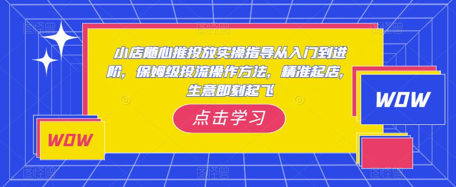 小店随心推投放实操指导从入门到进阶，保姆级投流操作方法，精准起店，生意即刻起飞-猫哥网资源库