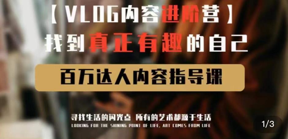 vlog内容进阶营，找到真正有趣的自己，百万达人内容指导课-猫哥网资源库