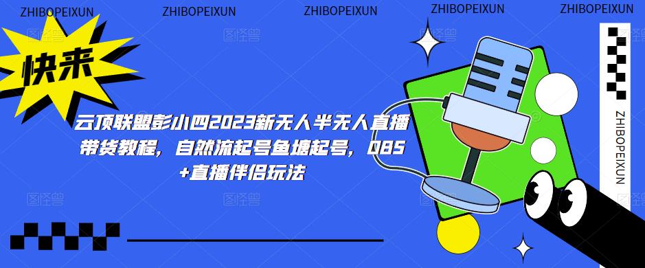 云顶联盟彭小四2023新无人半无人直播带货教程，自然流起号鱼塘起号，OBS+直播伴侣玩法-猫哥网资源库