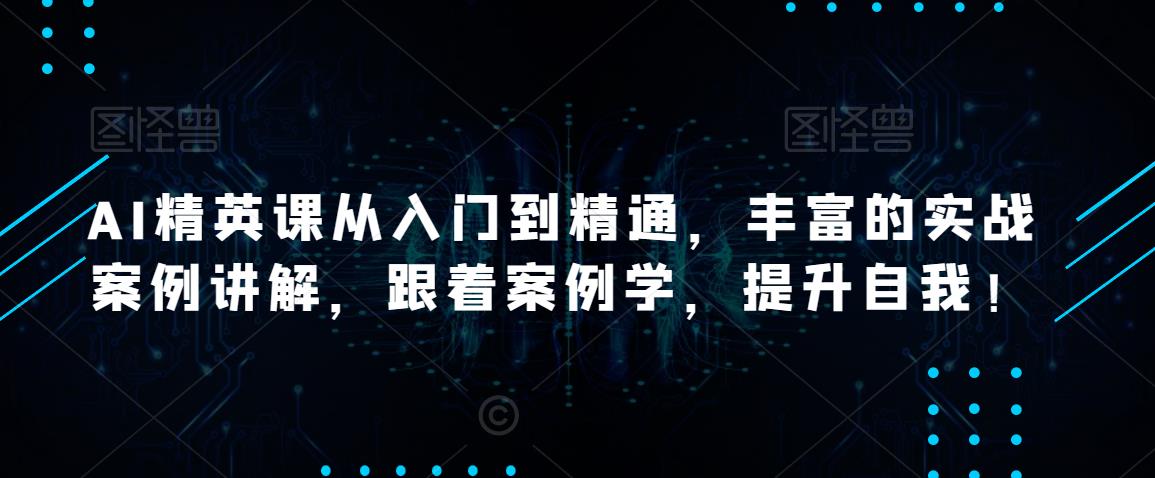 AI精英课从入门到精通，丰富的实战案例讲解，跟着案例学，提升自我！-猫哥网资源库