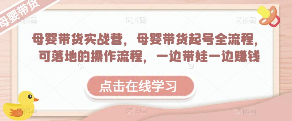 母婴带货实战营，母婴带货起号全流程，可落地的操作流程，一边带娃一边赚钱（附素材）-猫哥网资源库