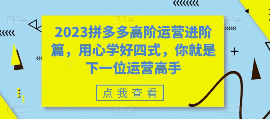 2023拼多多高阶运营进阶篇，用心学好四式，你就是下一位运营高手-猫哥网资源库