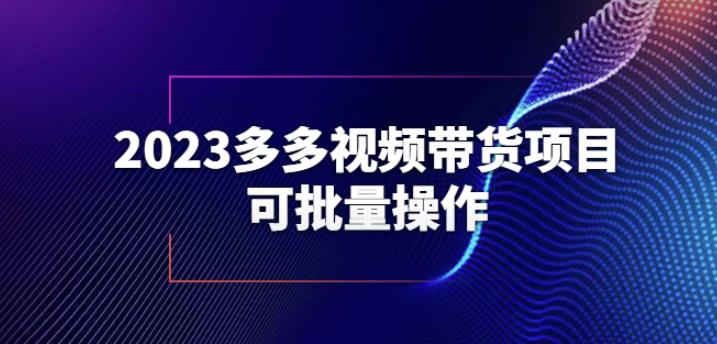 2023多多视频带货项目，可批量操作【保姆级教学】【揭秘】-猫哥网资源库