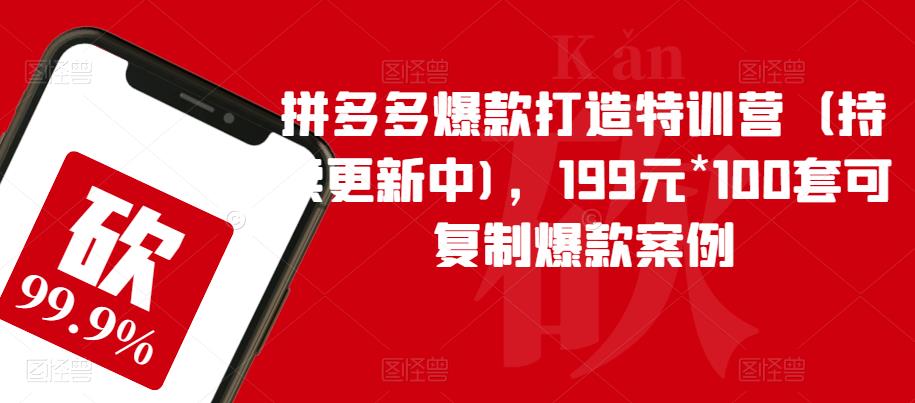 拼多多爆款打造特训营（持续更新中)，199元*100套可复制爆款案例-猫哥网资源库