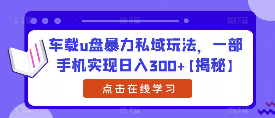 车载u盘暴力私域玩法，一部手机实现日入300+【揭秘】-猫哥网资源库