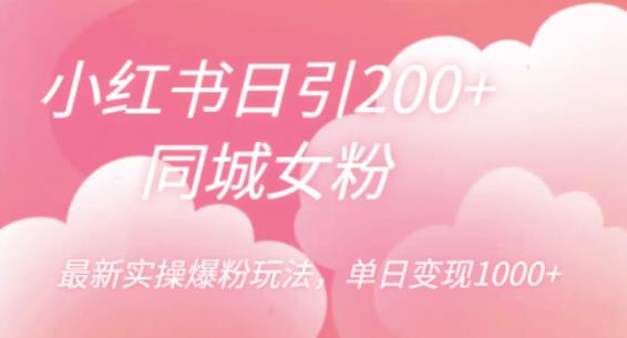 小红书日引200+同城女粉，最新实操爆粉玩法，单日变现1000+【揭秘】-猫哥网资源库