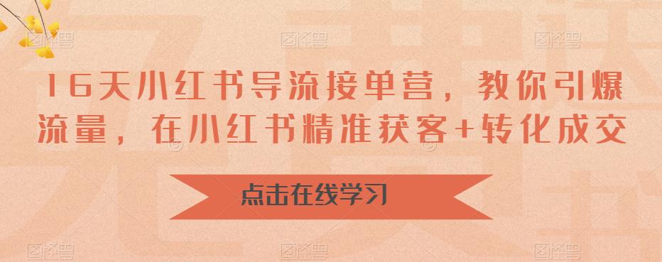 16天小红书导流接单营，教你引爆流量，在小红书精准获客+转化成交-猫哥网资源库