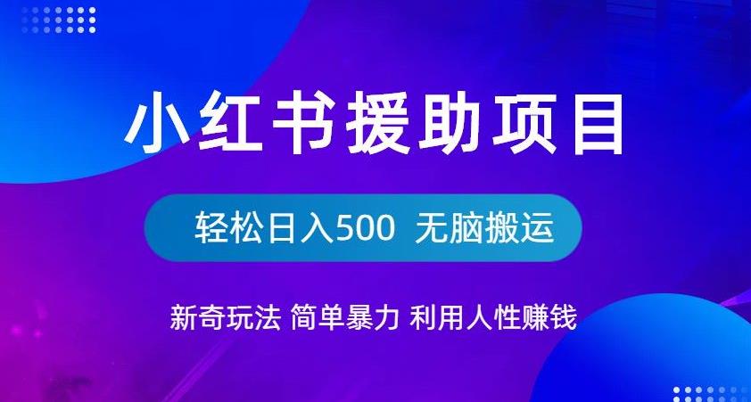 小红书援助项目新奇玩法，简单暴力，无脑搬运轻松日入500【揭秘】-猫哥网资源库