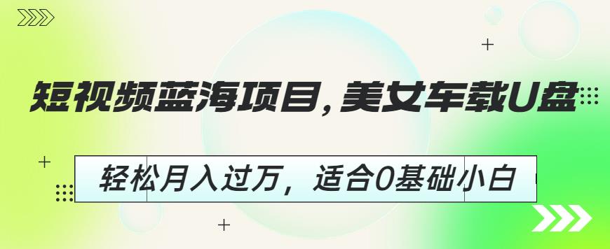 短视频蓝海项目，美女车载U盘，轻松月入过万，适合0基础小白【揭秘】-猫哥网资源库
