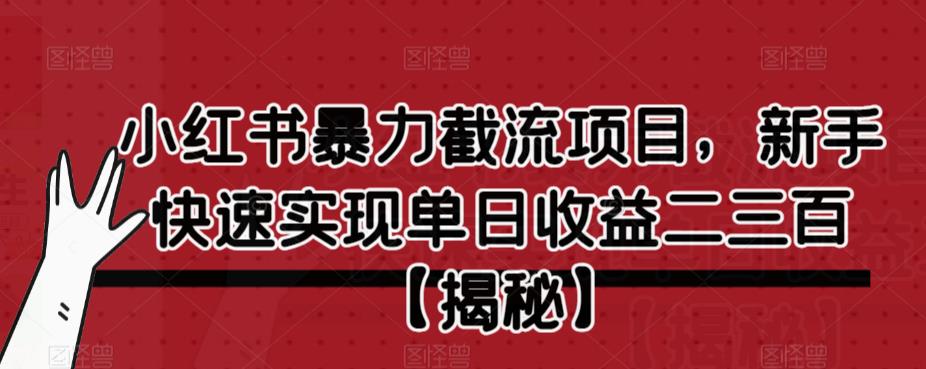 小红书暴力截流项目，新手快速实现单日收益二三百【仅揭秘】-猫哥网资源库