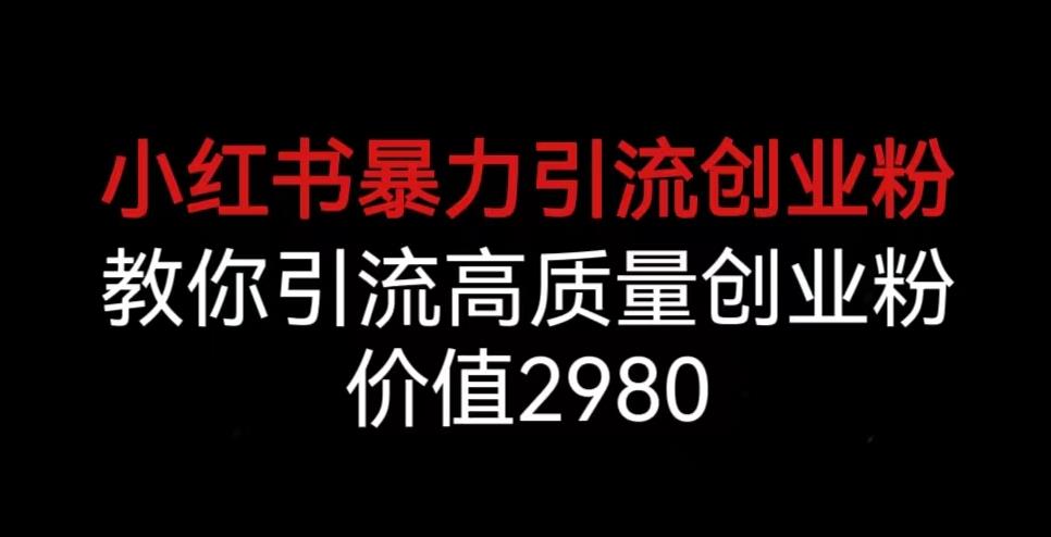 小红书暴力引流创业粉，教你引流高质量创业粉，价值2980【揭秘】-猫哥网资源库