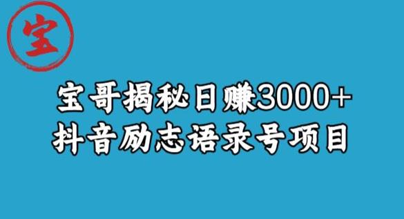 宝哥揭秘日赚3000+抖音励志语录号短视频变现项目-猫哥网资源库