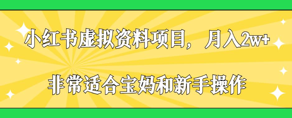 小红书虚拟资料项目，月入2w+，非常适合宝妈和新手操作【揭秘】-猫哥网资源库