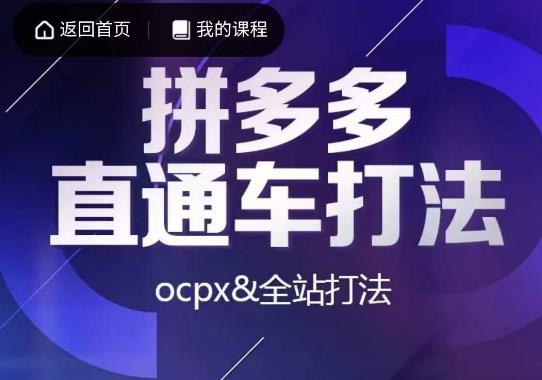 互力·拼多多直通车打法，ocpx&全站打法-猫哥网资源库