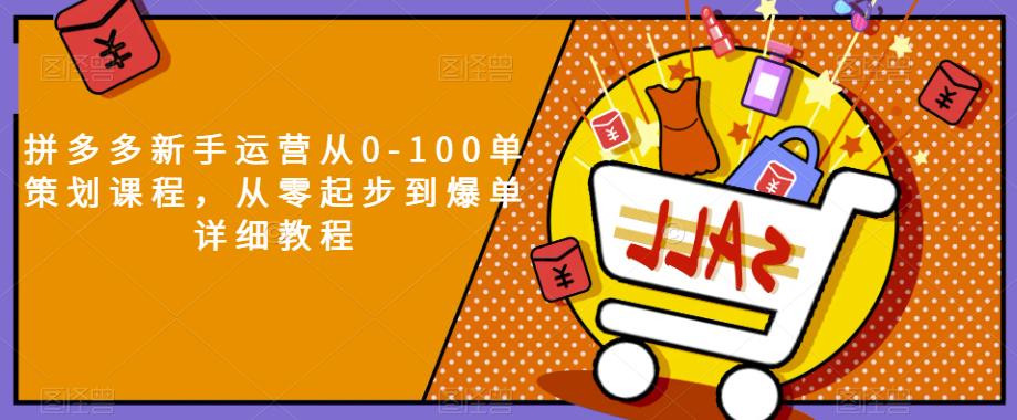 拼多多新手运营从0-100单策划课程，从零起步到爆单详细教程-猫哥网资源库