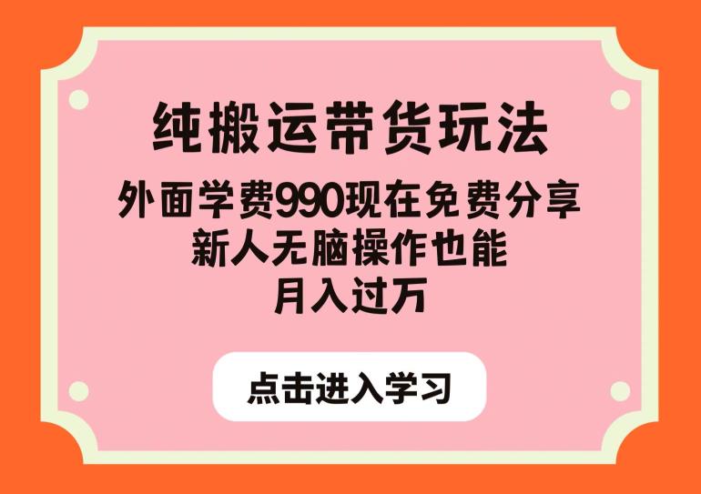 纯搬运带货玩法，外面学费990现在免费分享，新人无脑操作也能月入过万【揭秘】-猫哥网资源库