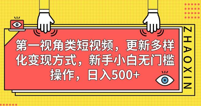 第一视角类短视频，更新多样化变现方式，新手小白无门槛操作，日入500+【揭秘】-猫哥网资源库