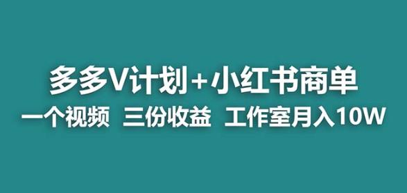 【蓝海项目】多多v计划+小红书商单一个视频三份收益工作室月入10w-猫哥网资源库