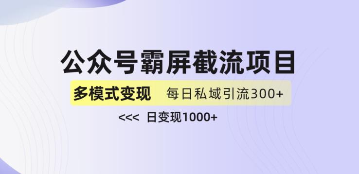公众号霸屏截流项目+私域多渠道变现玩法，全网首发，日入1000+【揭秘】-猫哥网资源库
