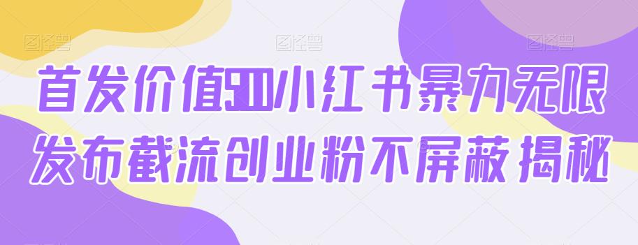 首发价值5100小红书暴力无限发布截流创业粉不屏蔽揭秘-猫哥网资源库